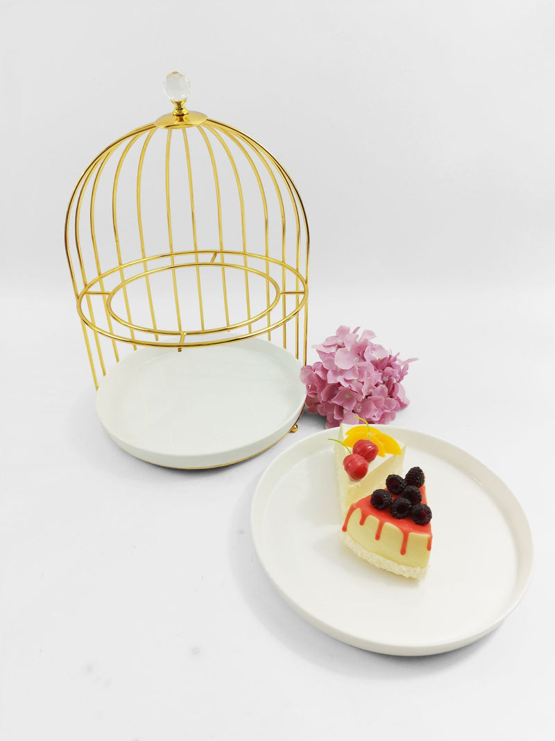 TREND HOME BIRD  Présentoir à 2 étages avec support doré