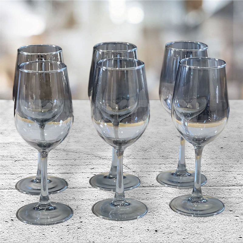 TREND HOME Anthracite Set de 6 verres à pied avec carafe