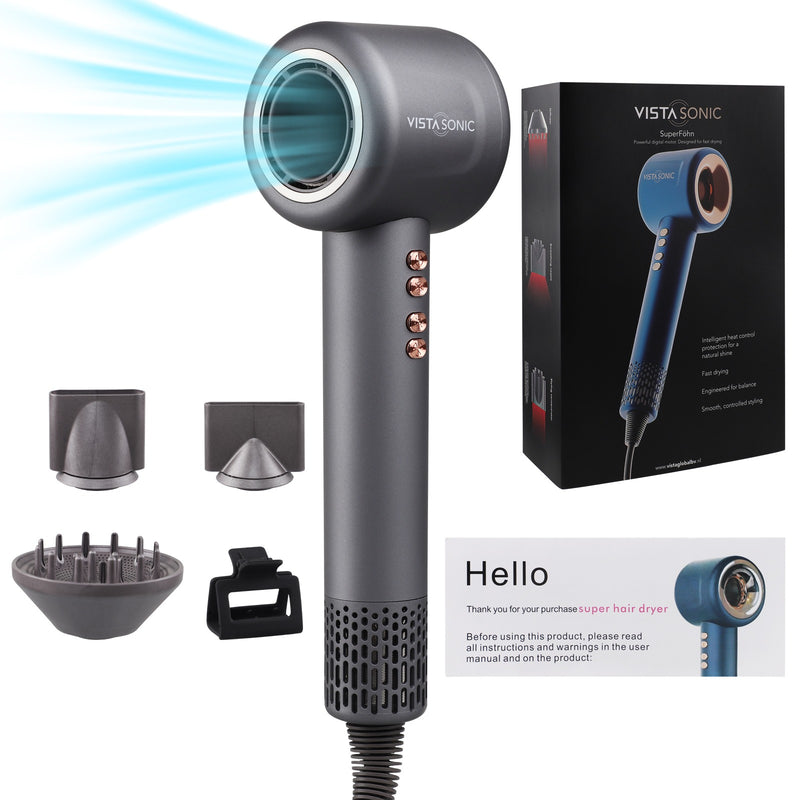 VistaSonic Sèche-cheveux ionique Super Föhn® – 2200W avec diffuseur pour cheveux bouclés