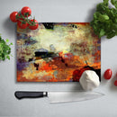 BELLART -  Abstrait Orange - Planche à découper en verre à impression UV 35x25 cm - Soyut Turuncu - UV Baski Cam Kesme Tahtasi