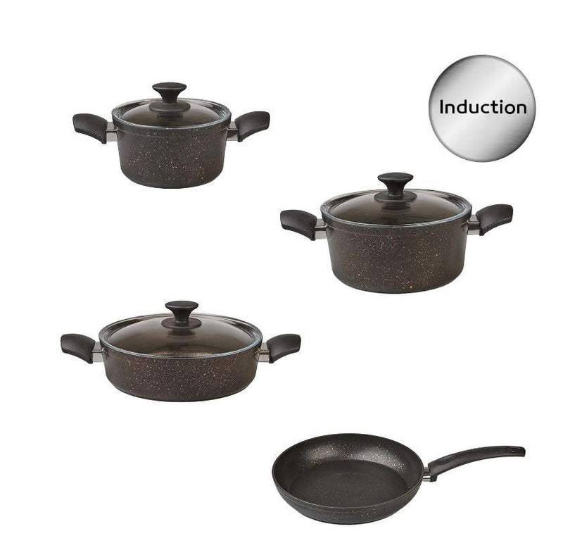 KARACA BIOGRANIT BLACK GOLD Induction batterie de cuisine 7 pièces - induksiyon tabanli 7 parca tencere seti