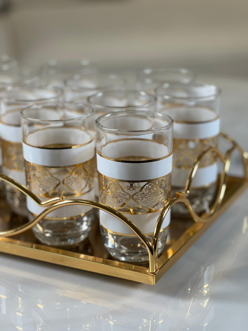 TREND HOME WHITE ORIENT Set de 12 verres gold