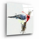 Tableau en verre - Oiseau rouge - Cam tablo - k?rm?z? ku? - Glasbild - Roter Vogel