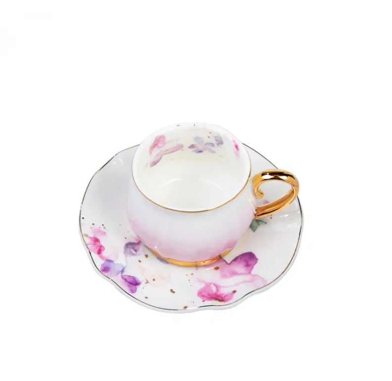 KARACA PINK GARDEN Set de tasses à café 12 pièces 6 personnes