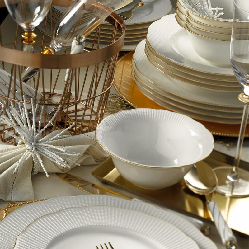 KUTAHYA PORCELAINE BONE ILAY Service liseré doré de table 6 personnes 24 pièces - 24 Parca 6 kisilik yemek takimi gold