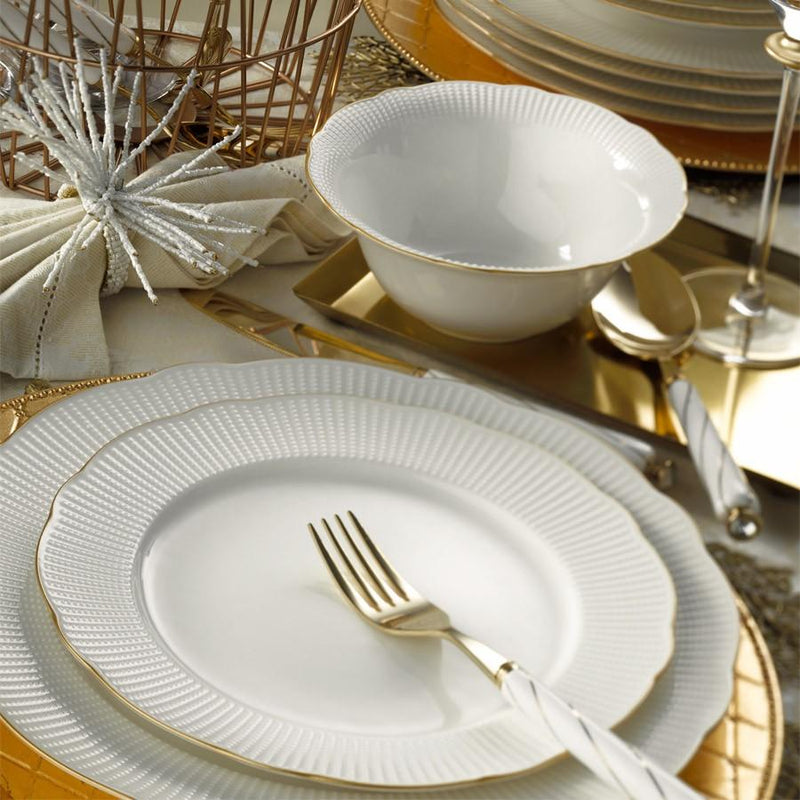 KUTAHYA PORCELAINE BONE ILAY Service liseré doré de table 6 personnes 24 pièces - 24 Parca 6 kisilik yemek takimi gold