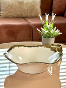 TREND HOME FLORA Assiette de service en porcelaine blanc/doré